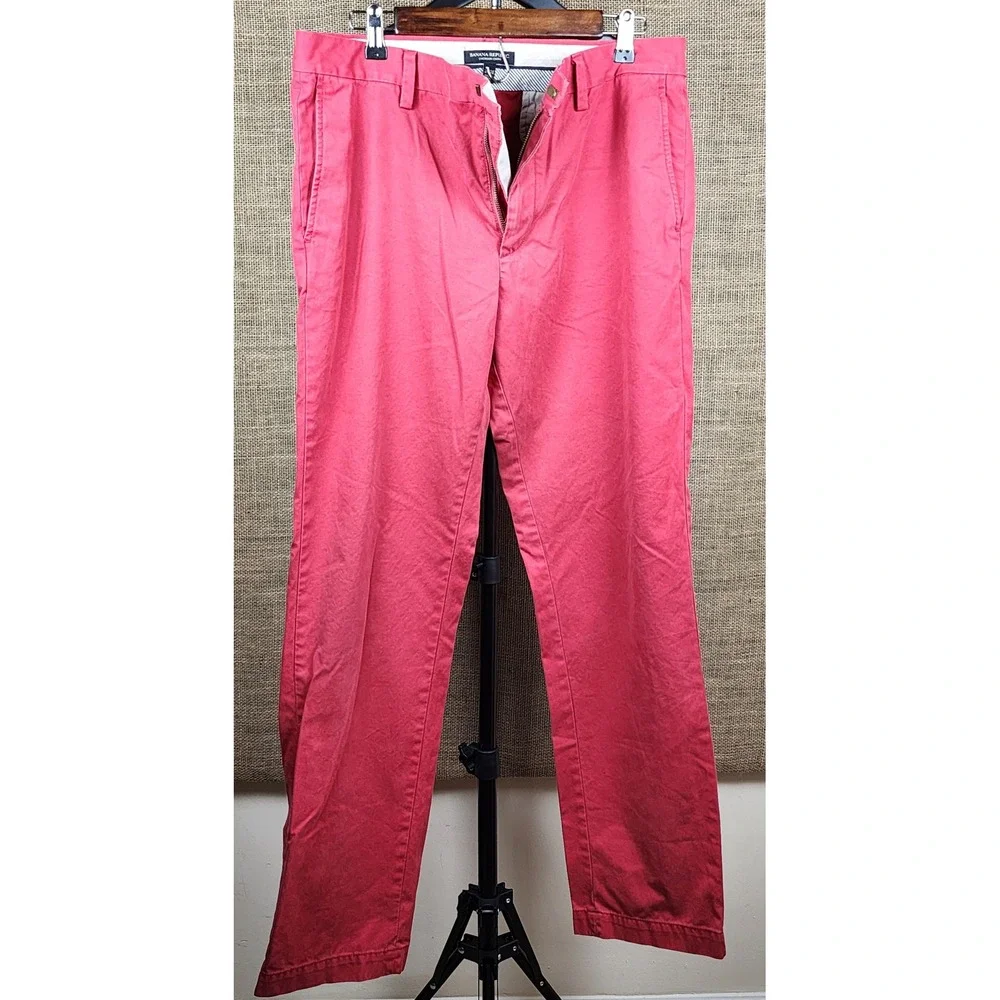 Banana Republic Emerson Chino Mens 34x34 Red Straight Leg Cotton Pants